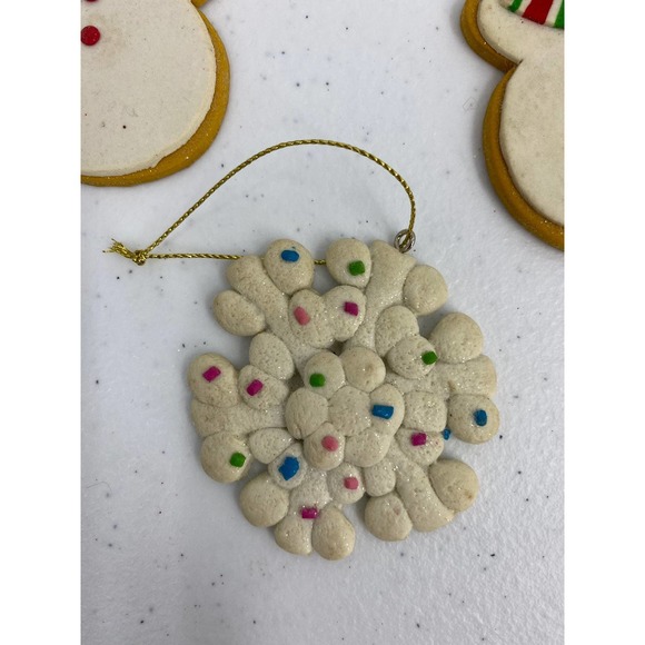 Christmas Ornaments Clay Dough Snowmen Snowflake 2 1/2” - 3” Set of 3 - Picture 2 of 5
